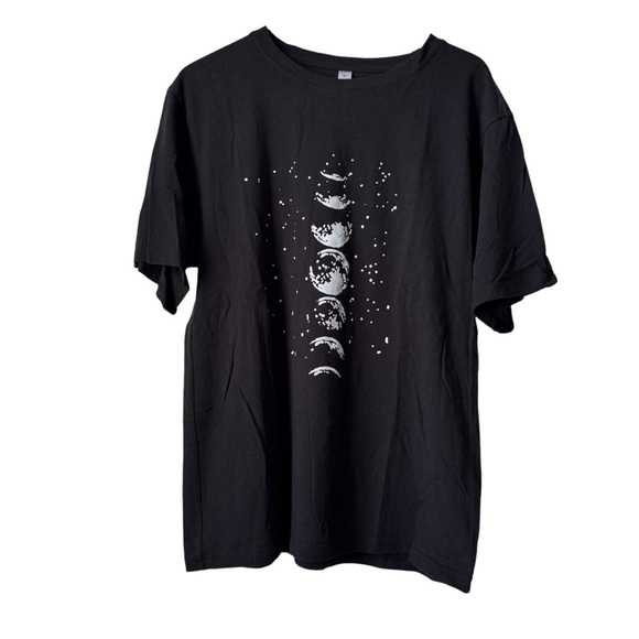 Black T-Shirt with Moon Phases Design - Picture 1 of 3